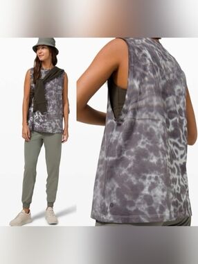 Lululemon Athletica Gray & White Tie-Dye Muscle Tank